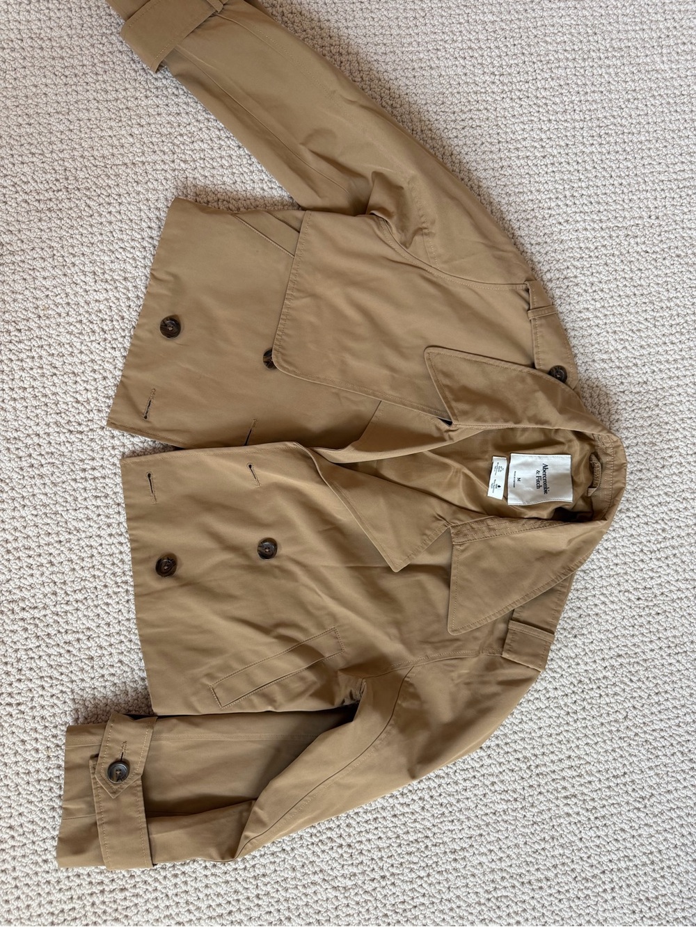 Abercrombie & Fitch Cropped Trench Coat - Taupe - Picture 3 of 4